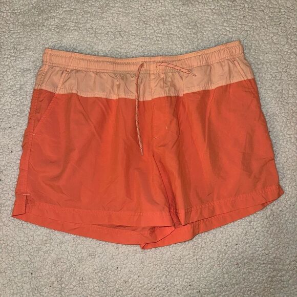 Columbia Lightweight Baggy Hiking Shorts Coral Color Block Large EUC - Picture 1 of 8